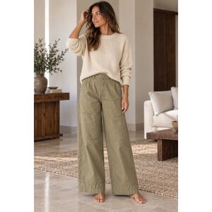 Sea New York Khaki Olive Green Wide Leg Utility Cargo Pants High Rise 12